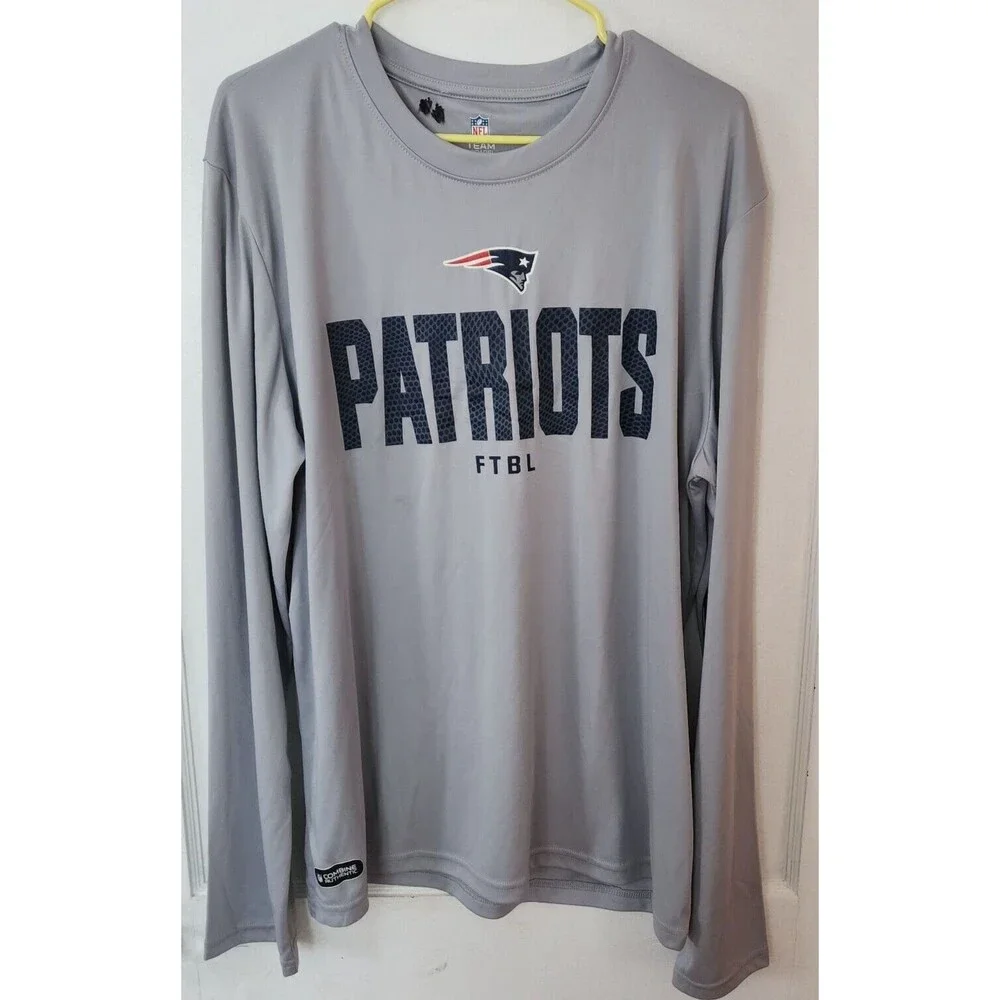 NFL Team Apparel New Era New England Patriots Grey Long Sleeve Men Tee Size XL